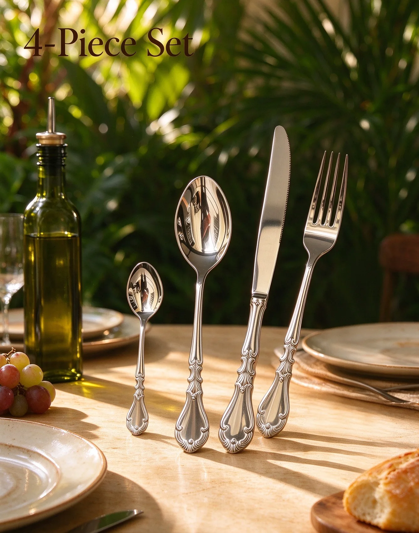 European‑style Palace Handled 420 304 Stainless Steel Cutlery Set 4 5Pcs Flatware For Household Dinner Present