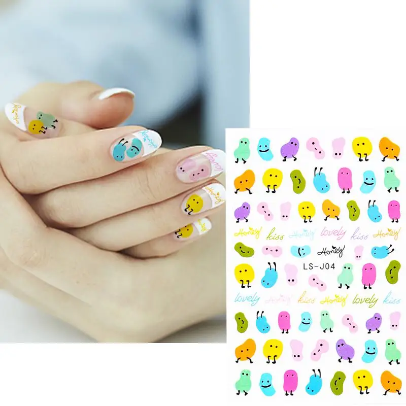 Non tossico Little Man Sticker Nail Art Decoration Expression Sticker plastica Deep Sea Fish Sticker Nails 3d Sticker per unghie