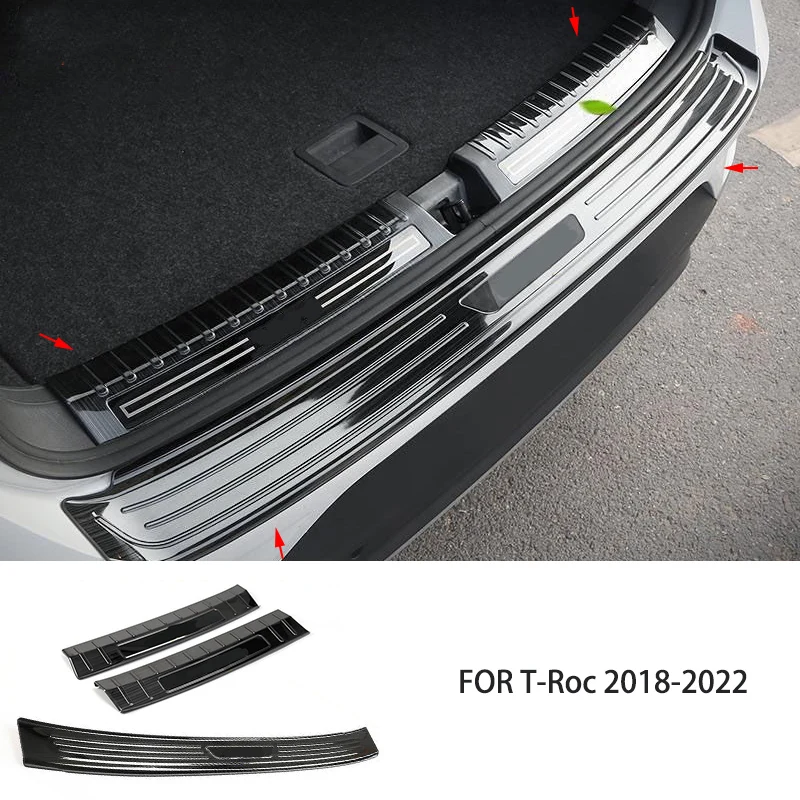 

FIT FOR Volkswagen T-Roc 2018-2022 Stainless steel black chrome Rear Trunk outside inside Bumper Protector cover sill guard Trim