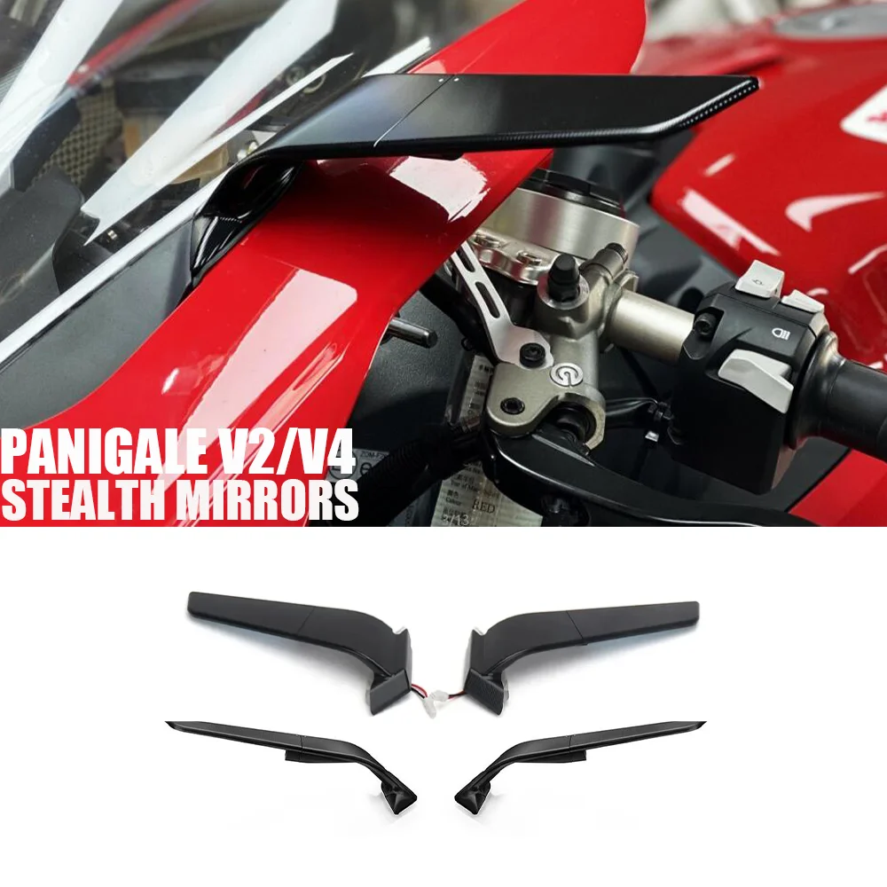 

For Ducati Panigale V2 955 V4 1100 Stealth Sport Winglet Mirror Kits Adjustable Stealth Mirrors Rearview Mirror