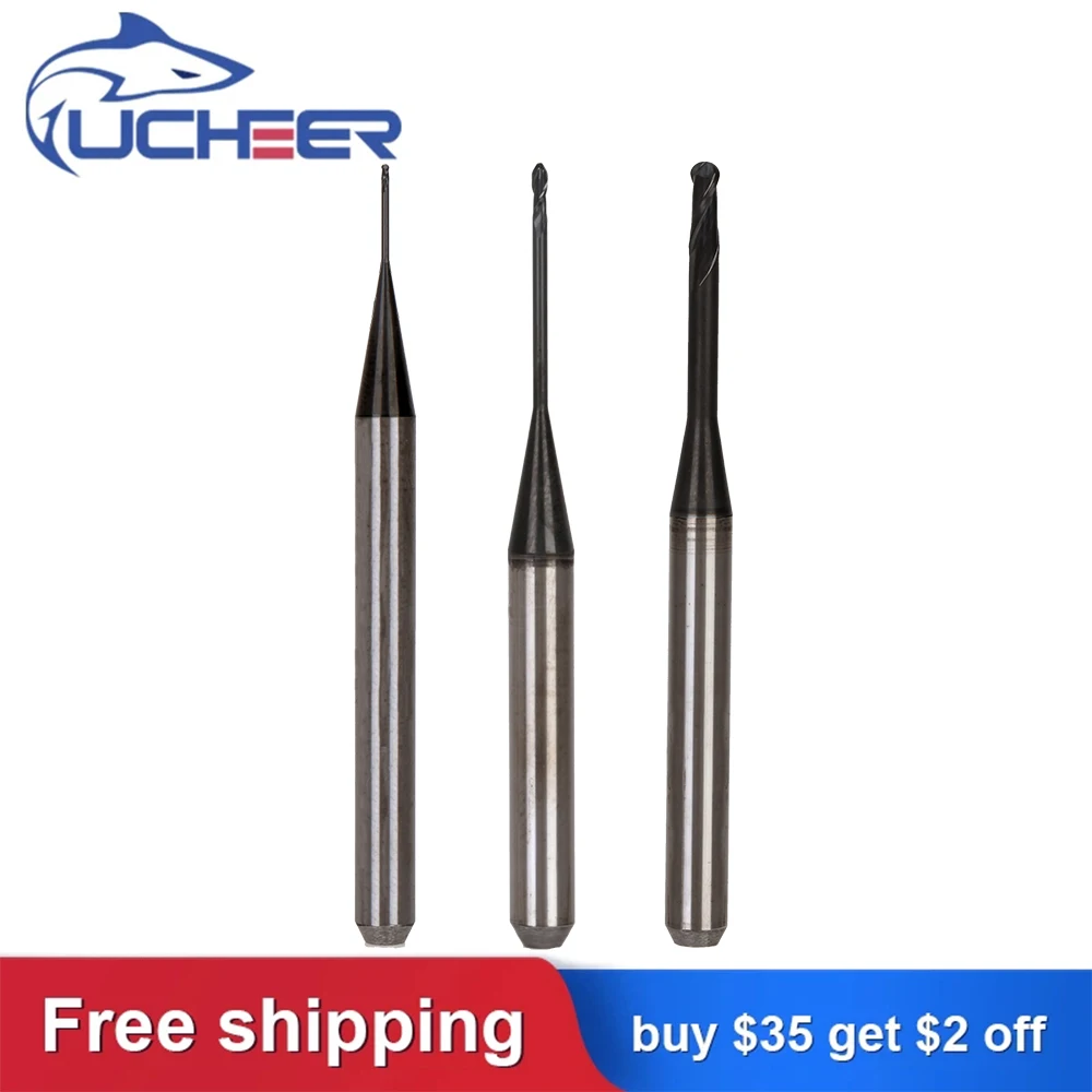 

UCHEER 1pc/set cad cam dental burs Roland Milling Cutter DLC/DC Coating for Zirconia Block Available 0.6mm, 1.0mm, 2.0mm