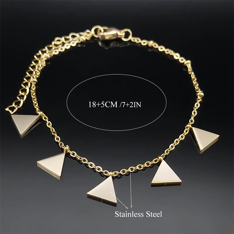 أنيقة هندسية مثلث سحر سوار للنساء الفولاذ المقاوم للصدأ الذهب اللون الاتجاه الجمالية سلسلة أساور مجوهرات
