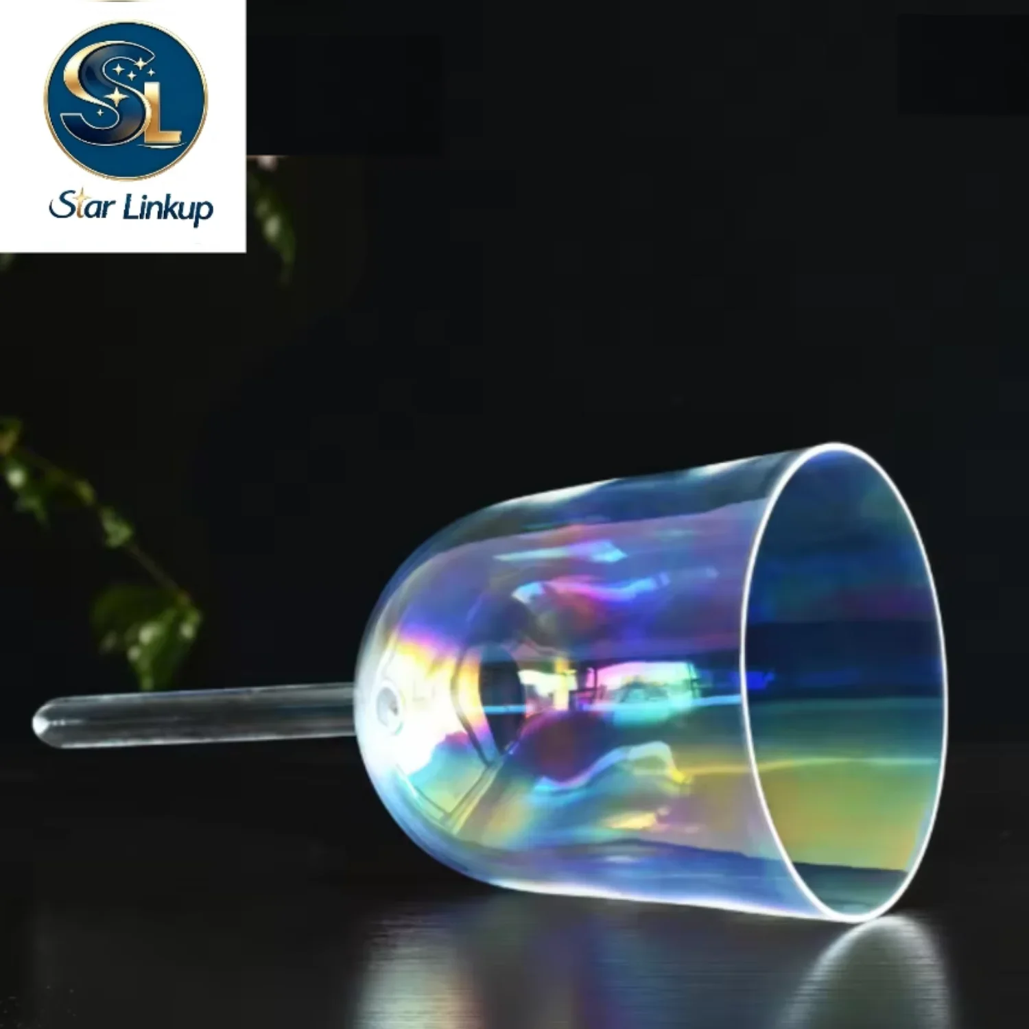 STAR LINKUP 8 Inch Cosmic Light Clear Quartz Crystal Singing Bowl with Handle for Stress Relief Sound Healing and Meditation