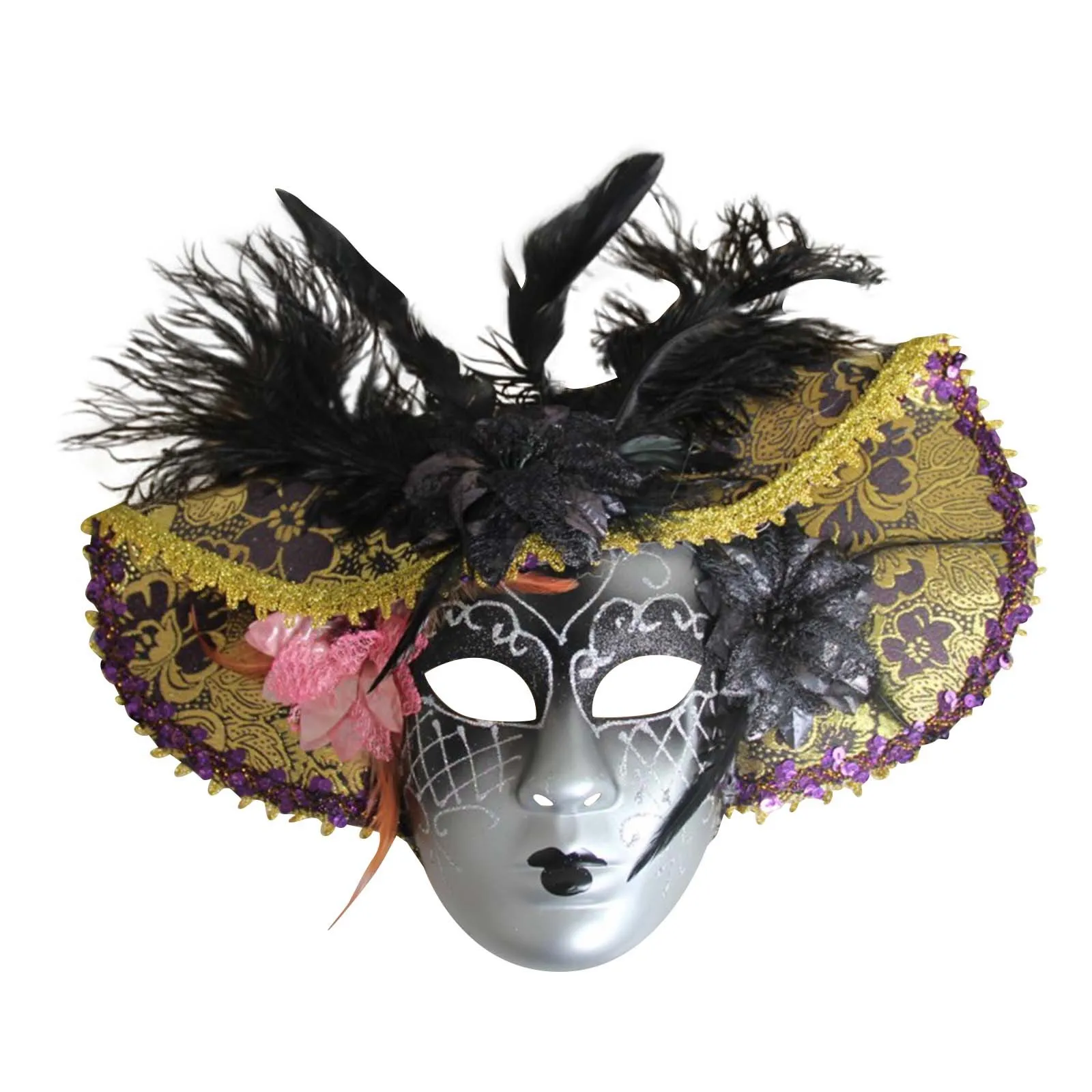 

Halloween Clown Party Props Venetian Mask for Women and Men Artistic Mask Dance Props Personality Full Face Retro Venetian Mask