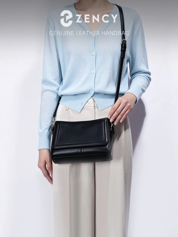 Zency Acrylic Chain Handbag Soft Leather Top-Handle Women's Luxury Small Underarm Crossbody Bag White Fashion Shoulder