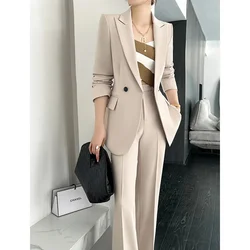 Blazer Women 2 Piece Set 2026 Spring And Autumn New Fashion Temperament Lady Suit Jacket Flared Pants Black Two-Piece Suit L115