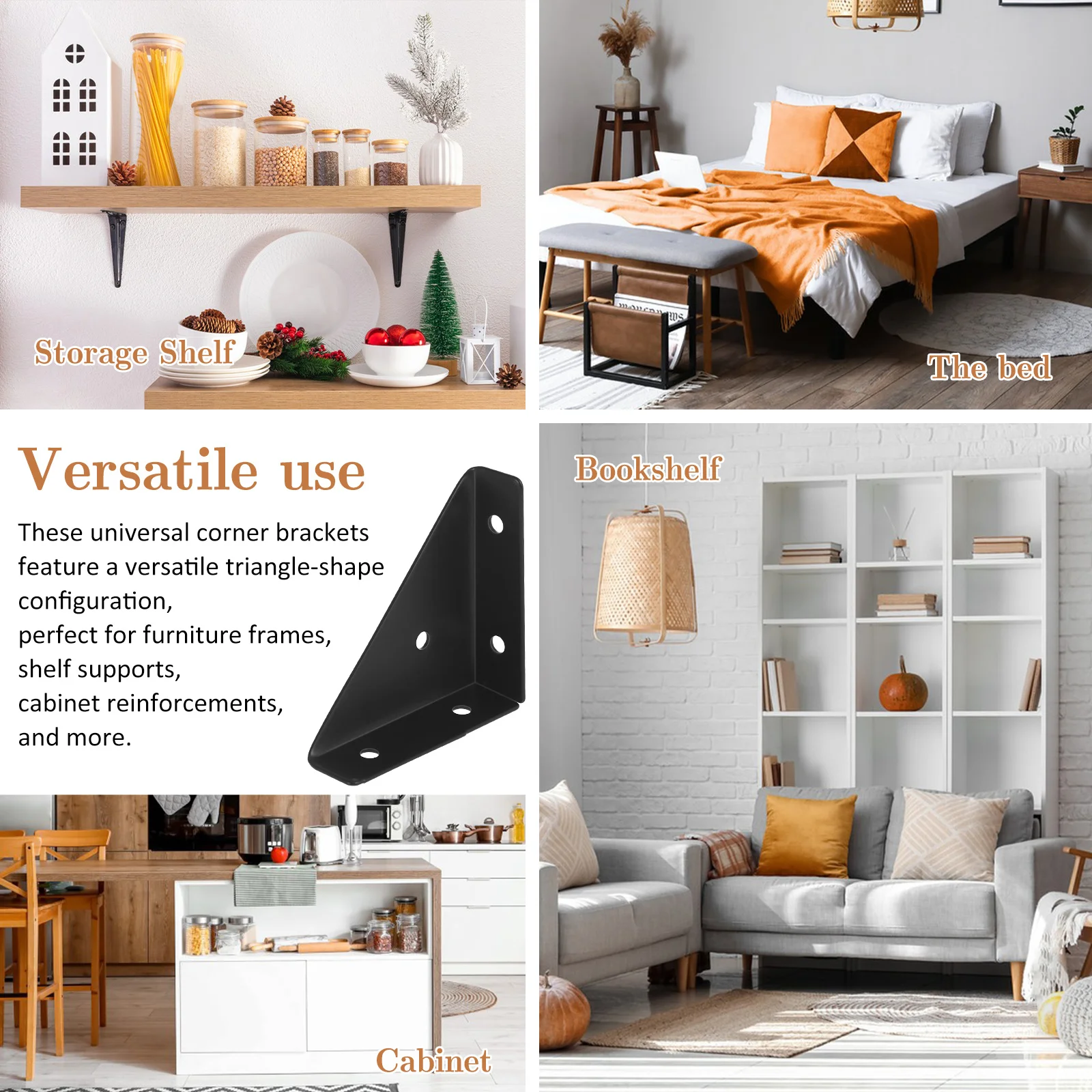 10 قطعة بين قوسين الرف المثلث عالية القوة دعامة زاوية معدنية تركيب سريع لمشاريع النجارة ذاتية الصنع دعامة زاوية