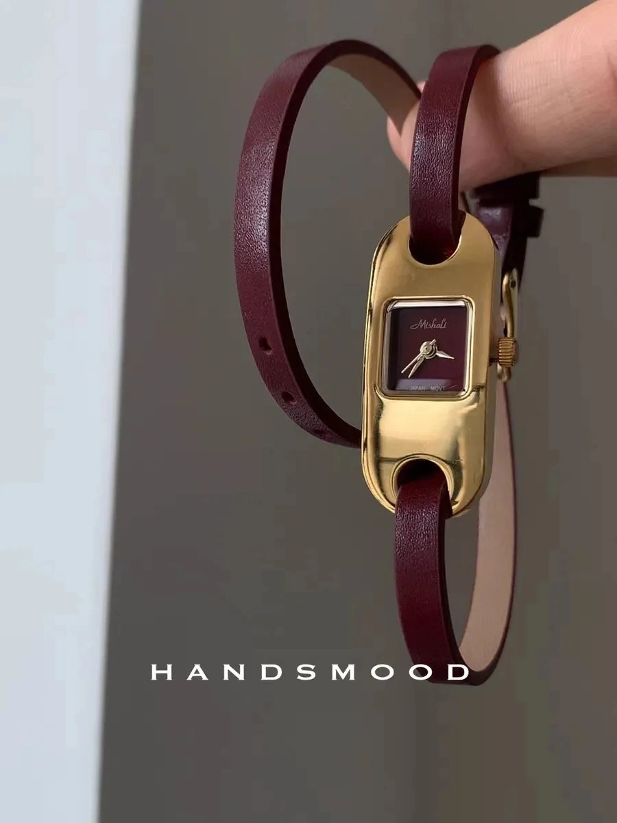 2025 Новые женские часы с длинным ремешком Ankora, красные двухслойные нишевые роскошные модные кожаные часы