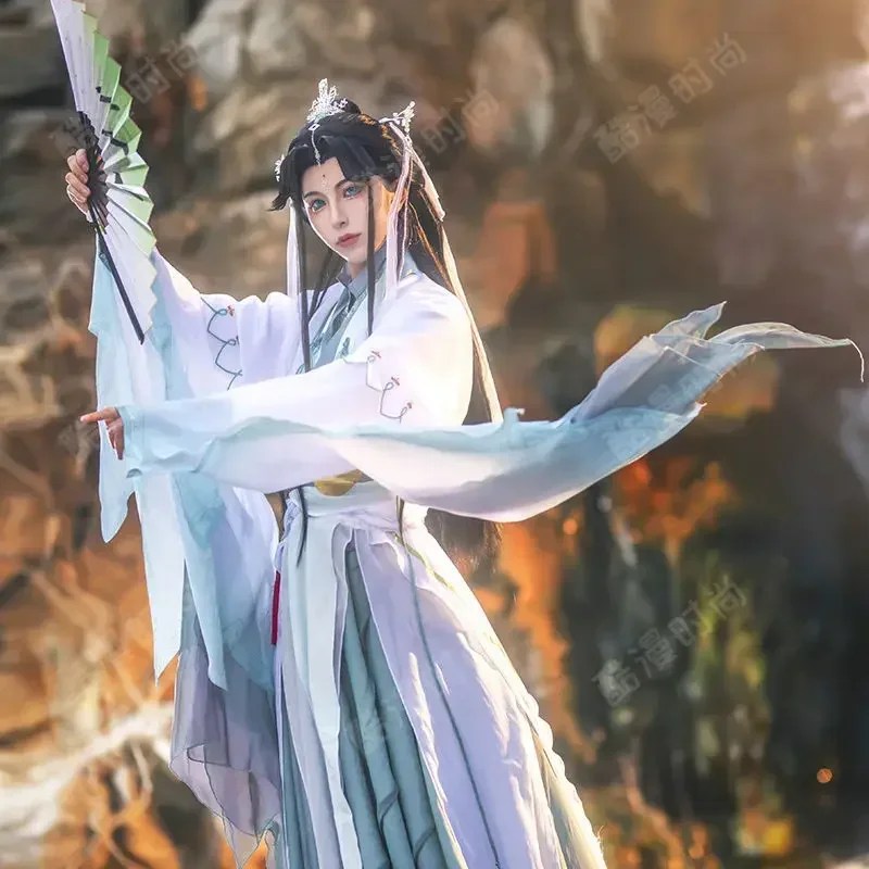 TGCF Tian Guan Ci Fu Xie Lian Hua Cheng Feng Shi Shi Qing Xuan Cosplay Costume Green Cos Dress ShiQingXuan Hanfu Full Set