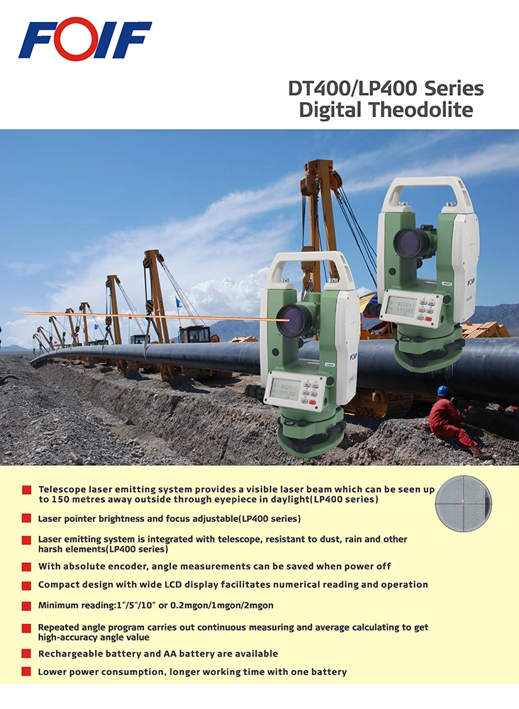 FOIF LP405L Angle-measuring Digital Theodolite with wide LCD display and Laser pointer