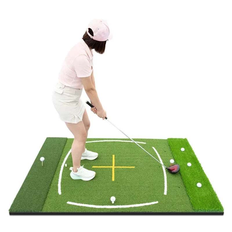 Golf teaching strike mat, driving range dedicated, cross assist