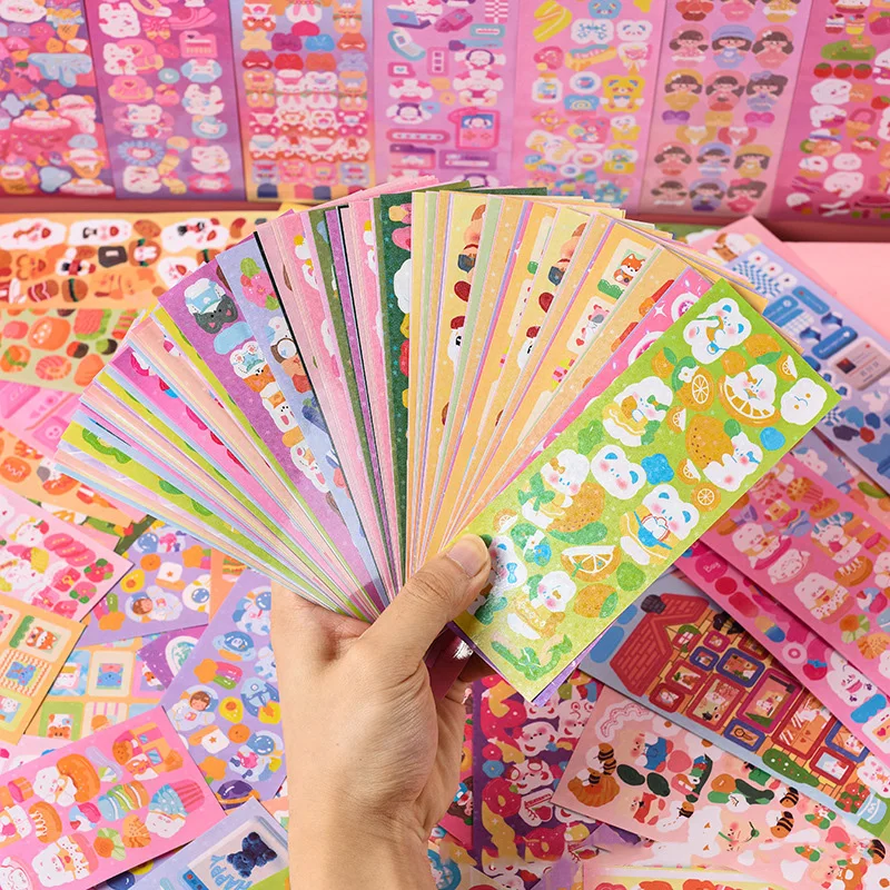 10-100Pcs Kawaii Handbook Stickers Cartoon Collage Laser Sticker DIY Decorative Material Scrapbooking Stationery School Supplies
