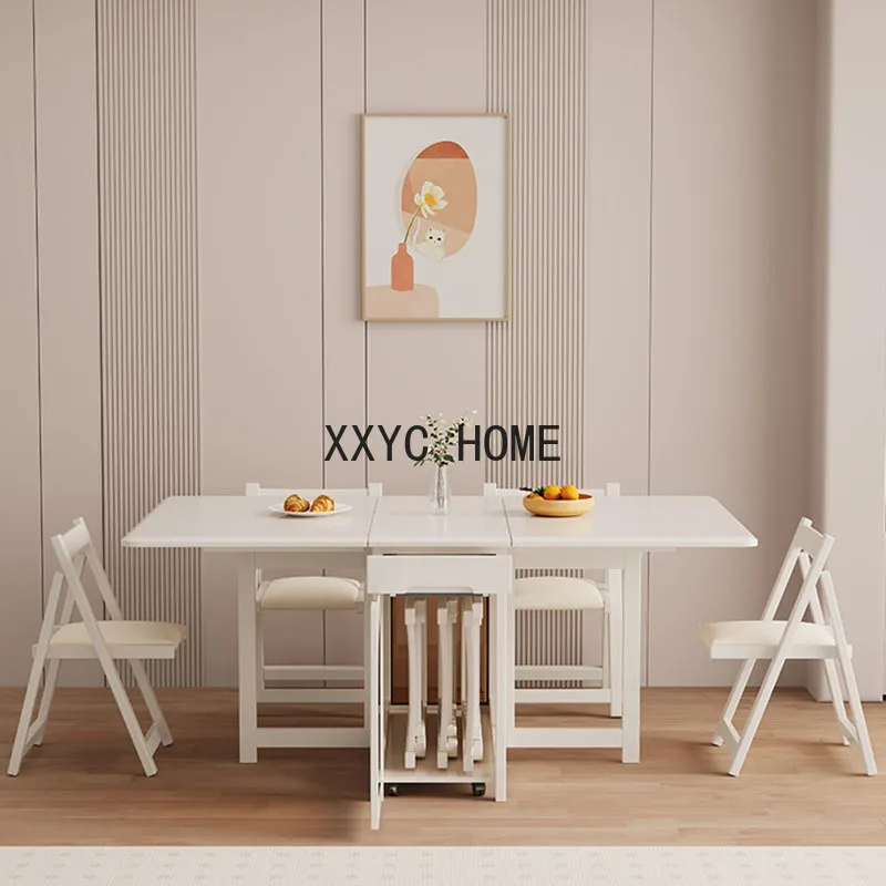 Kitchen Modern Utensils Dining Table Family White Mobile Folding Dining Table Side Small Mesa De Centro De Sala Home Furniture