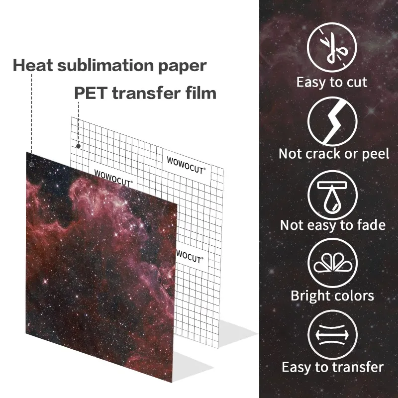 WOWOCUT 1 PCS Infusible Transfer Ink Sheet 12"X12" Starry Sky Sublimation Ink Sheet Heat Press Transfer Paper for T-shirt Bags