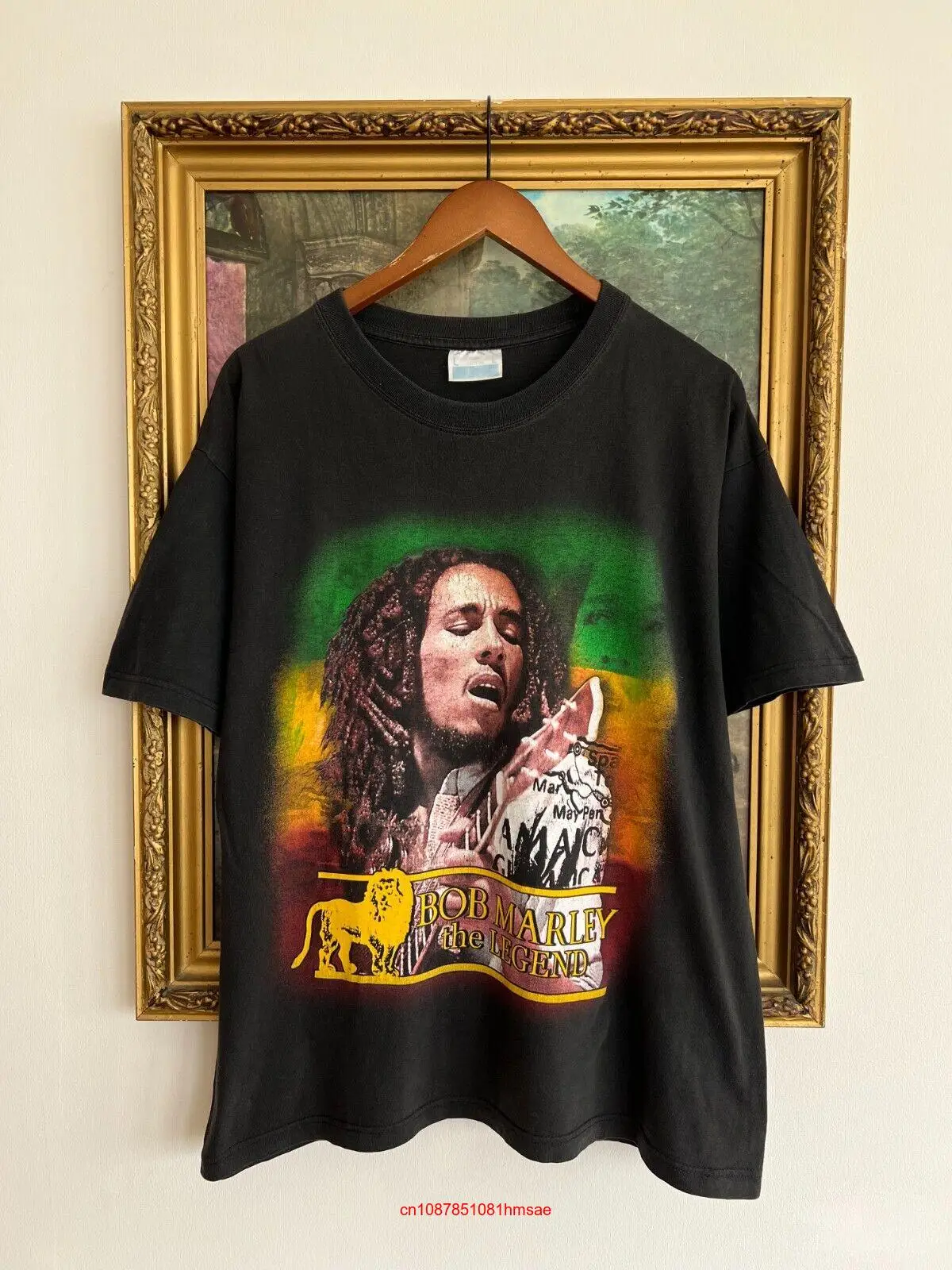 Vintage 90s Bob Marley The Legend Jamaica Zion Rap Black T shirt Sz L long or short sleeves