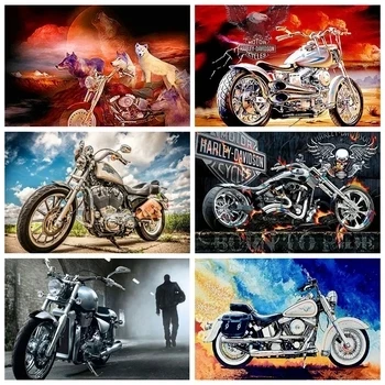 2024 New 5D DIY Diamond Painting Arrivals Retro Motorcycles Diamond Mosaic Art Embroidery Cross Stitch Kits Home Decor Hobby