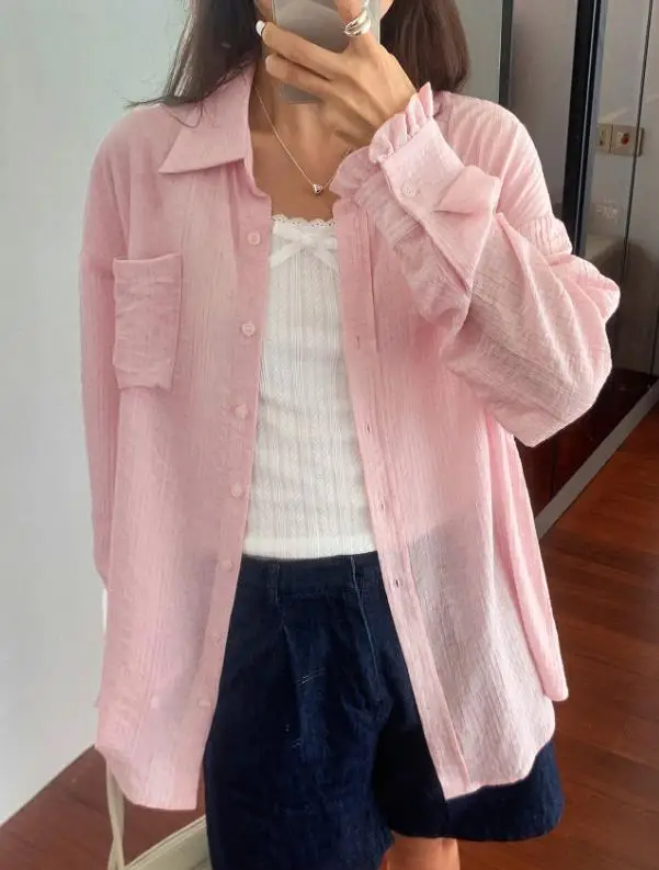 

Women's Clothing Autumn/winter 2025 Leisure Vacation Solid Color Long Sleeved Button Down Shirt Simple Casual Loose Shirt
