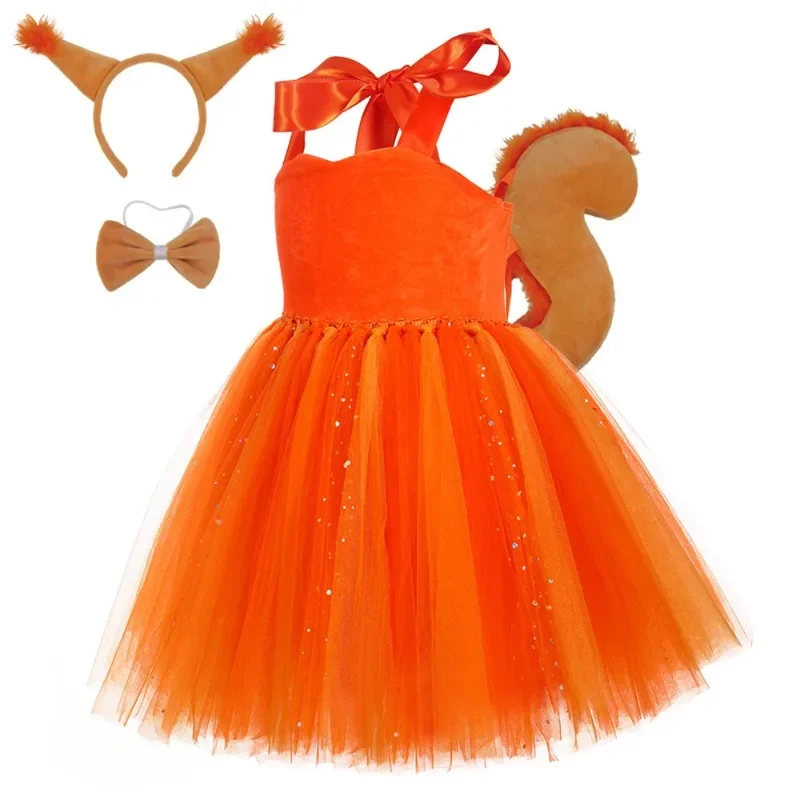 

Children's Day Costume Children's Squirrel Dress Animal Cute Dress Children's Day Performance Costume Role Play Tutu Dress 1-8Y