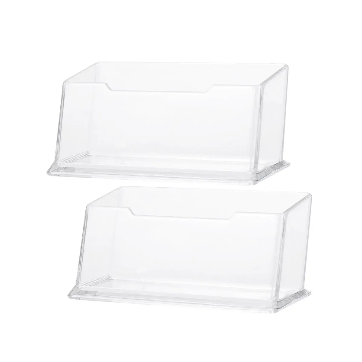 

10Pcs Clear Acrylic Business Card Box Small Desktop Organizer Open Design for Office Exhibitions Meetings Id Display Storage