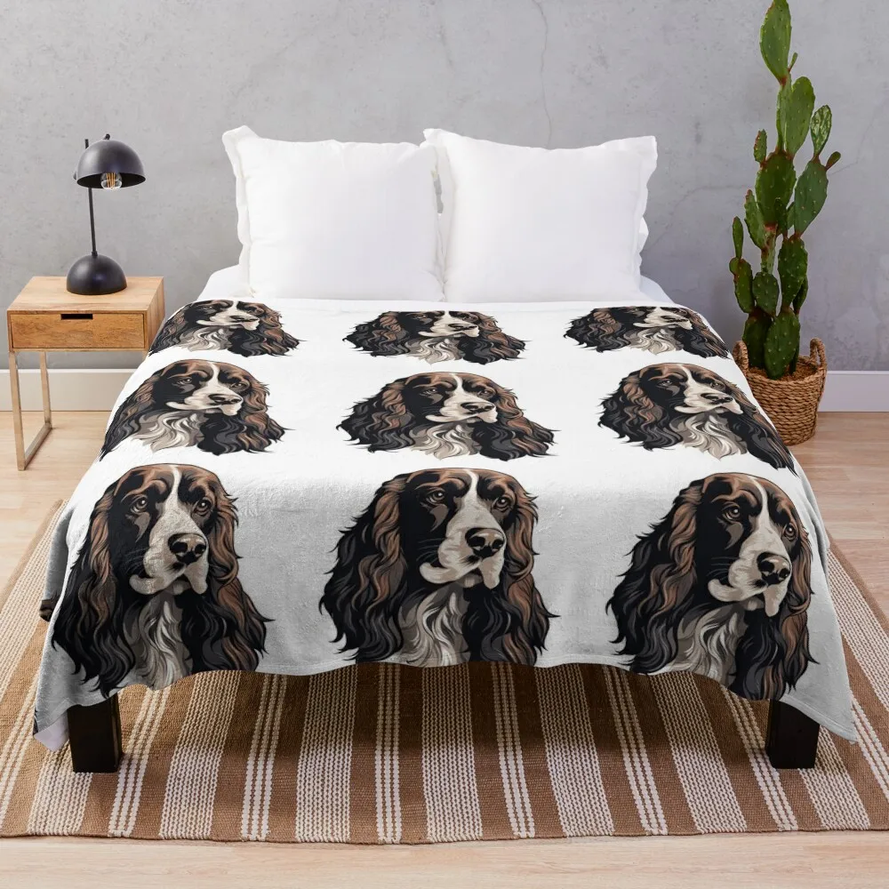 

Cartoon Artistic Style English Springer Spaniel Dog Puppy Painting Drawing Logo Sticker, wall arts, Art Prints and Throw Blanket