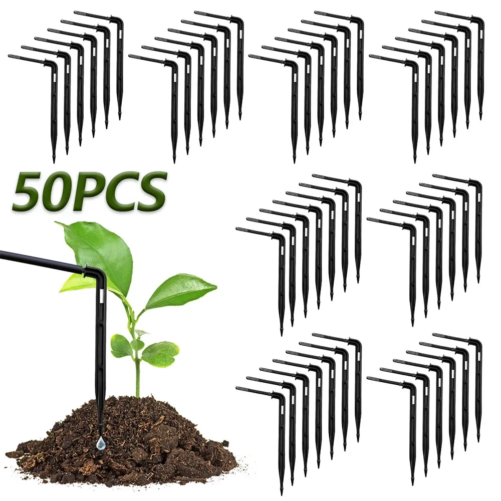 50Pcs Angled Drip Emitter Stake L Shaped Precise Drip Irrigation Dripper Water Saving Planting Tools Gardening Accessories 3/5mm