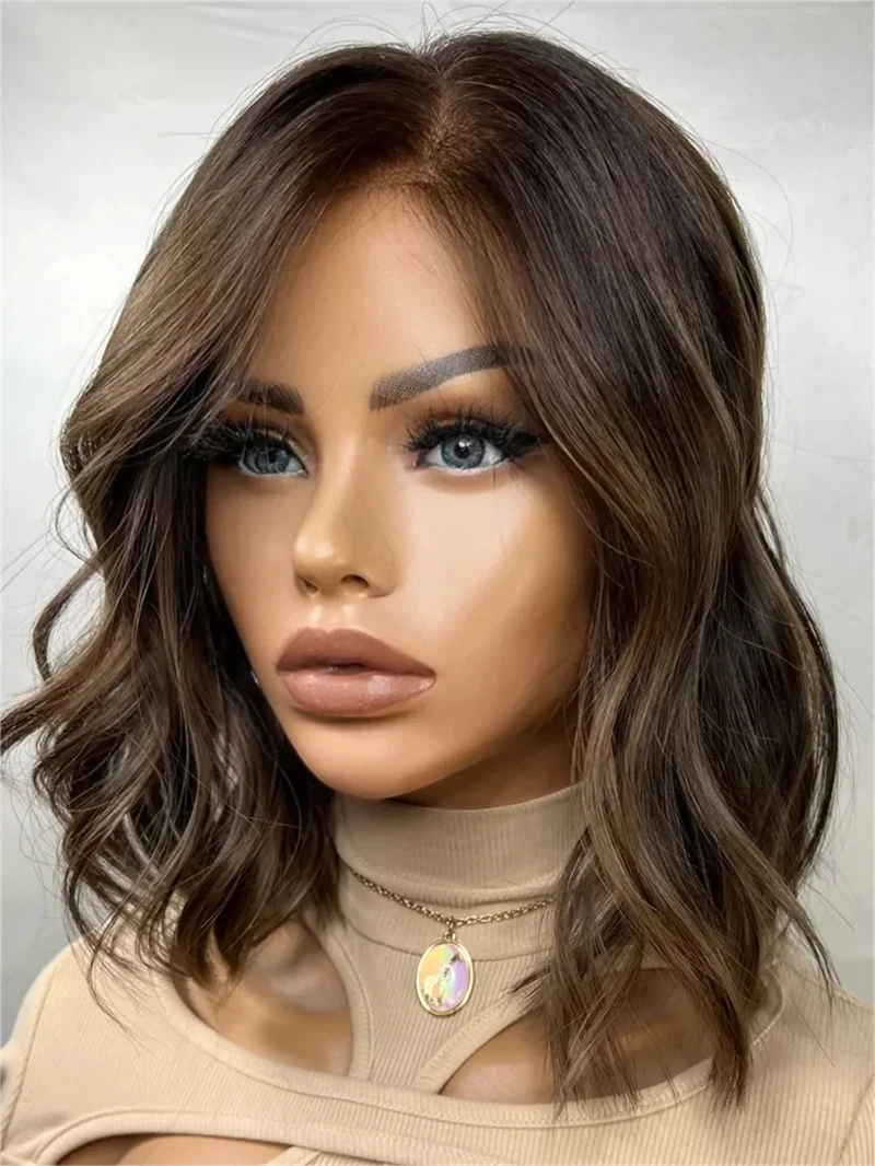 Peruca de cabelo humano para mulher branca e negra ombre loira destaques perucas dianteiras do laço 13x4 onda natural pré arrancadas perucas femininas