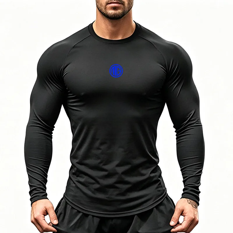 Men's Cotton Long Sleeve T-shirt Sports Running T-shirts Sports Fit Round Neck Gym Training Sports Shirt Soft and Breathable.