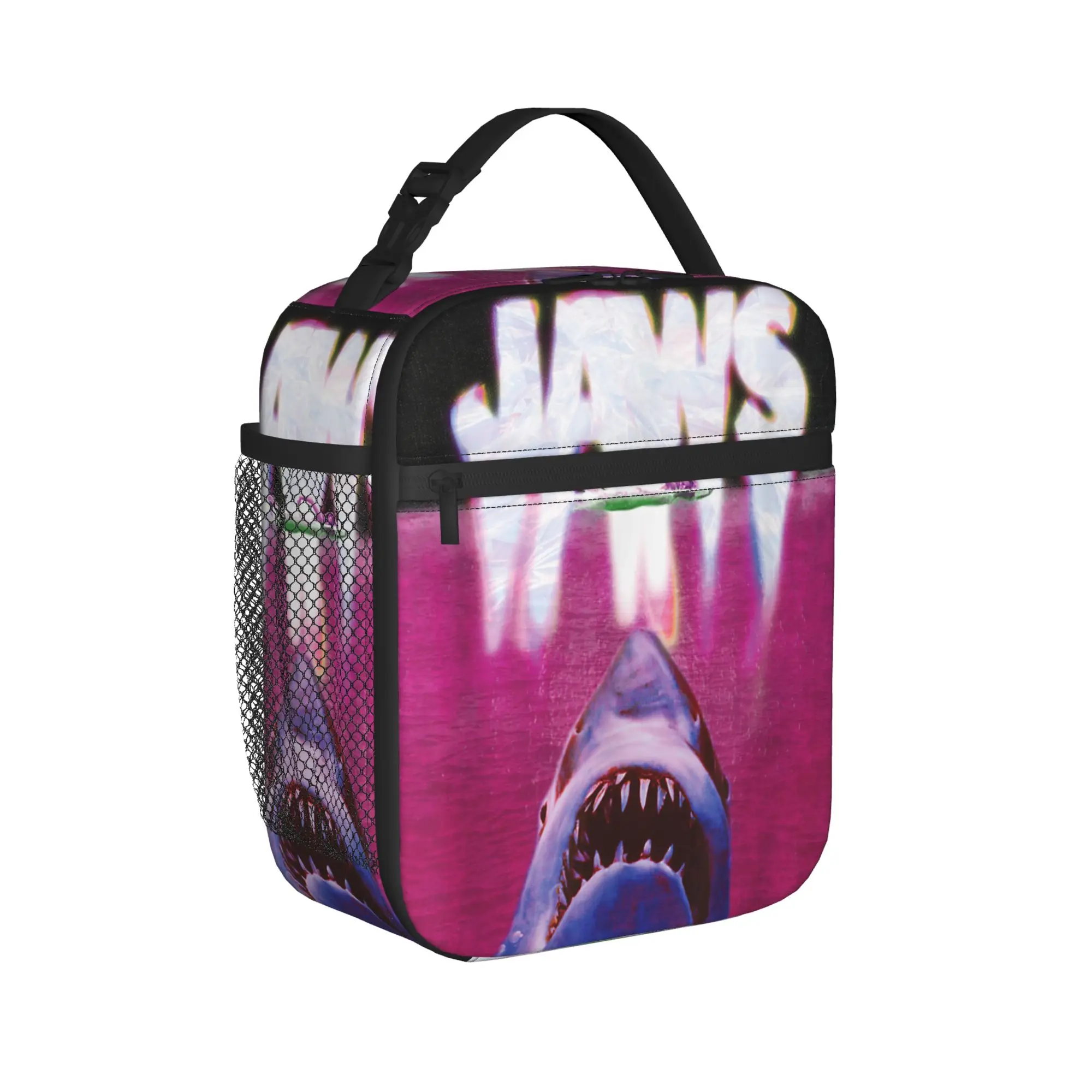 Jaws 50th Anniversary Poster Lunch Bag For Women  Print School Lunch Box Casual Portable Oxford Cooler Bag