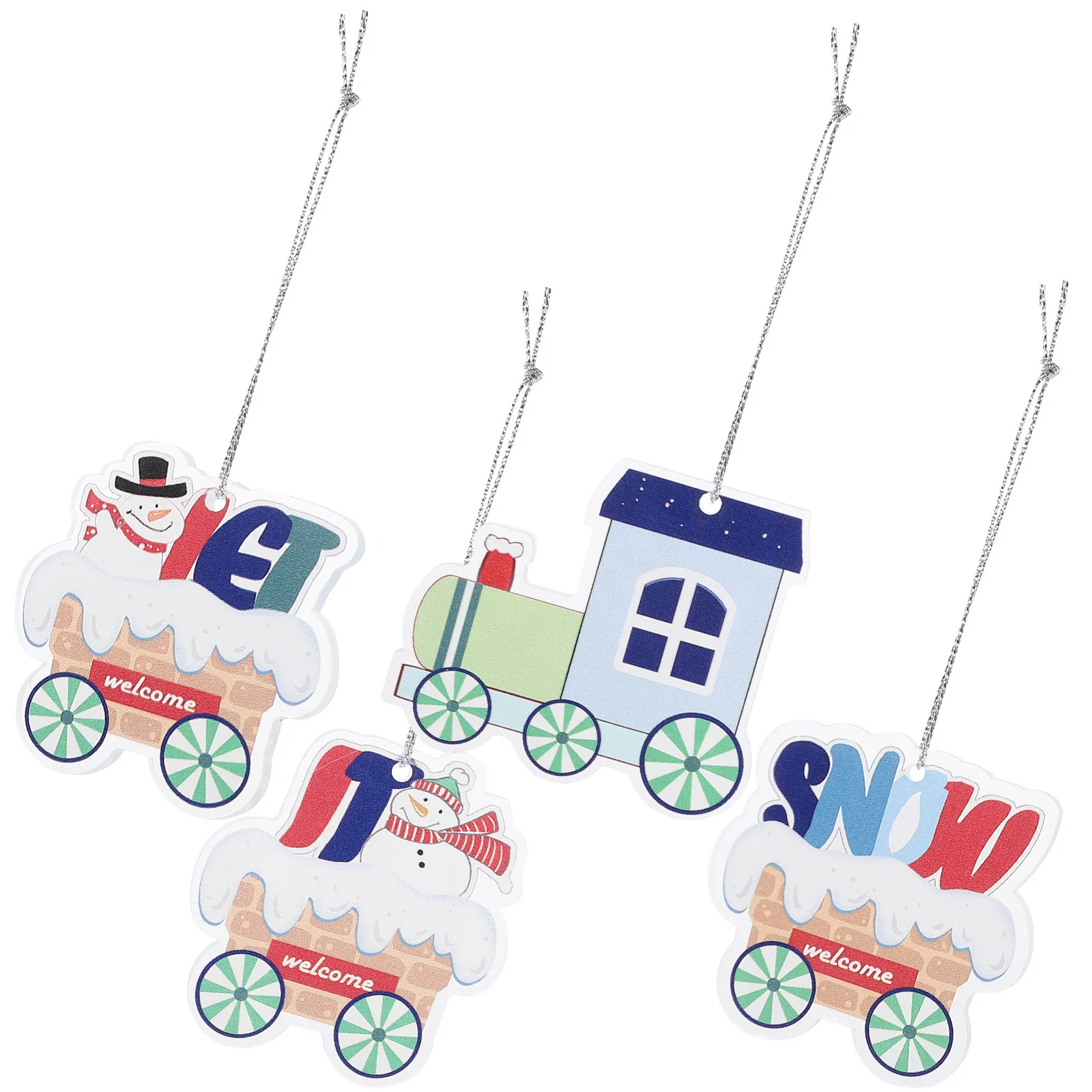 

4Pcs Xmas Tree Hanging Ornaments Festive Christmas Decorations for Home Holiday Party Wall Window Decorative Pendants