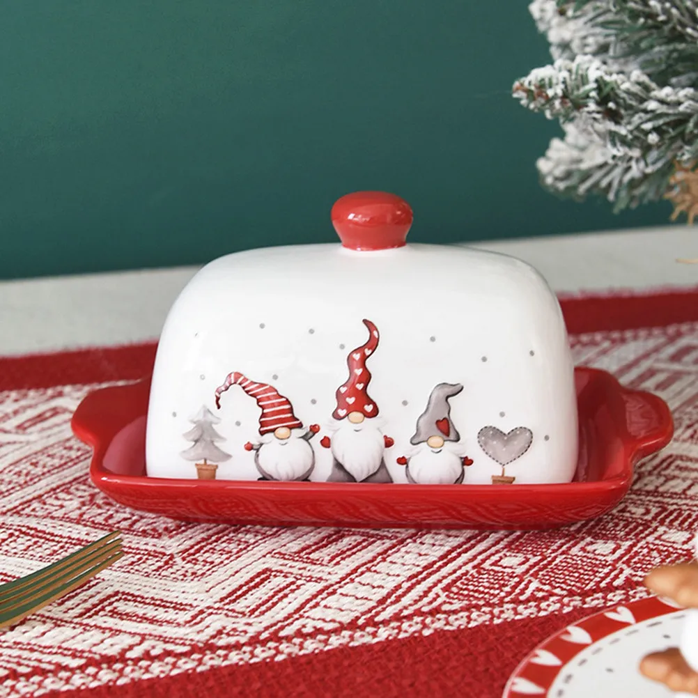 

Elegant Ceramic Butter Dish with Cover Exquisite Holiday Butter Keeper for Kitchen Banquet and Gathering Use Kitchen Cheese Box