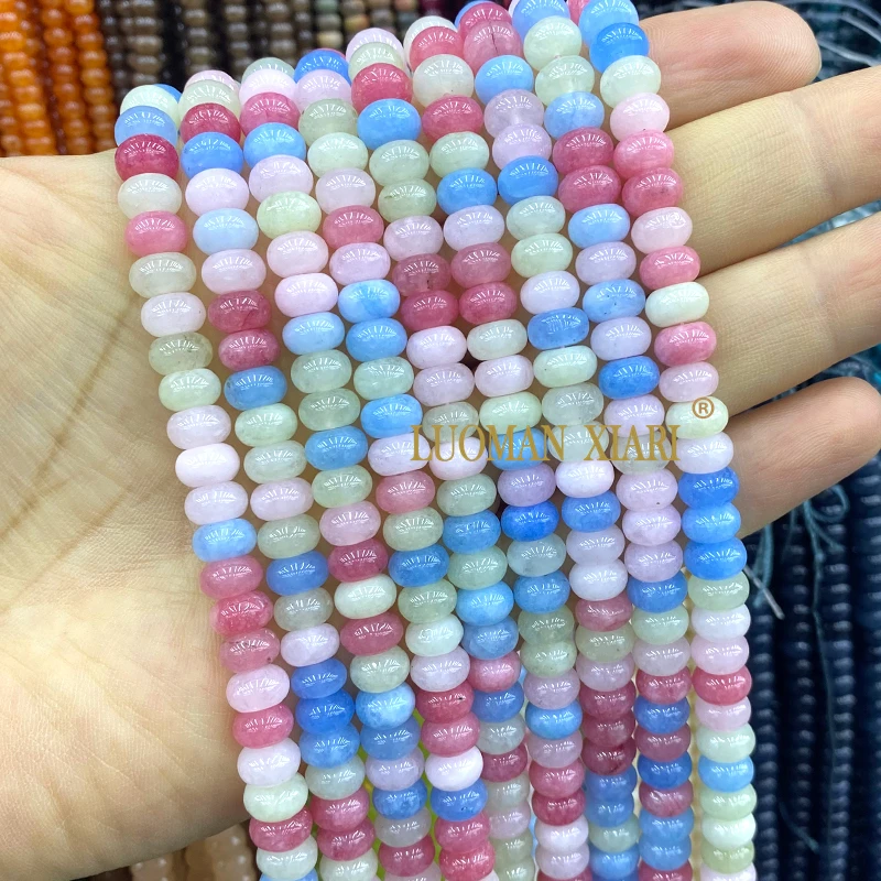 Großhandel Natürliche Stein-Rondelle 5x8MM Gemischte Chalcedon-Abstandsperlen für Schmuckherstellung DIY Armband Charms Zubehör 15'' – Detail 13