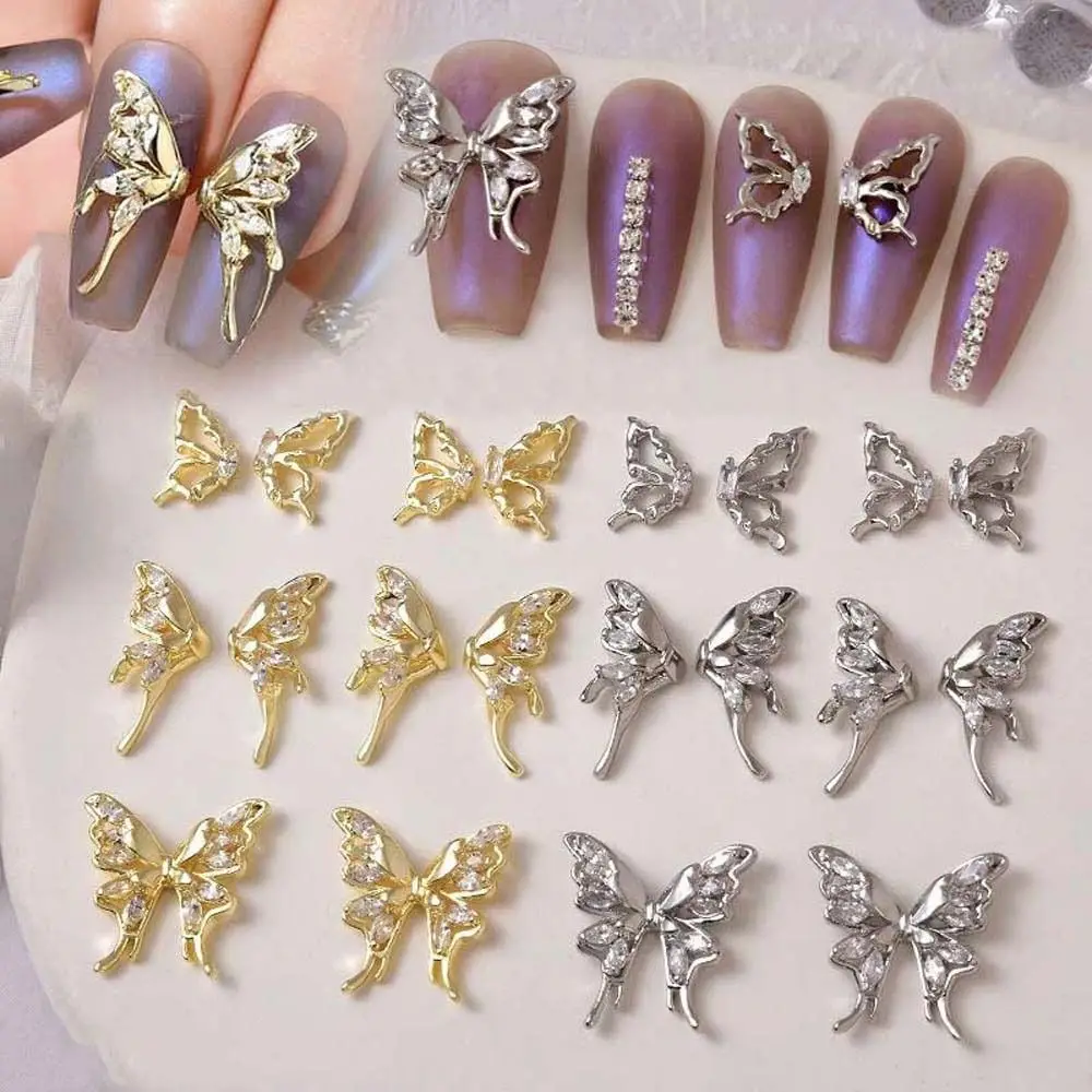 Joias para arte em unhas, borboleta simétrica, amuletos para unhas, brocas, decorações de unhas, acessórios de manicure, strass