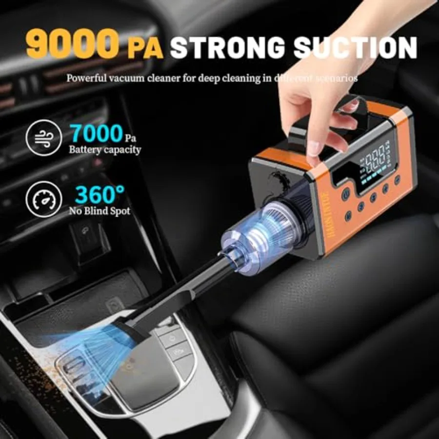 سيارة الانتقال كاتب مع ضاغط الهواء 5000A المحمولة بطارية السيارة الداعم نظيفة مكنسة كهربائية 12 فولت شاحن بطارية أيون الليثيوم 1