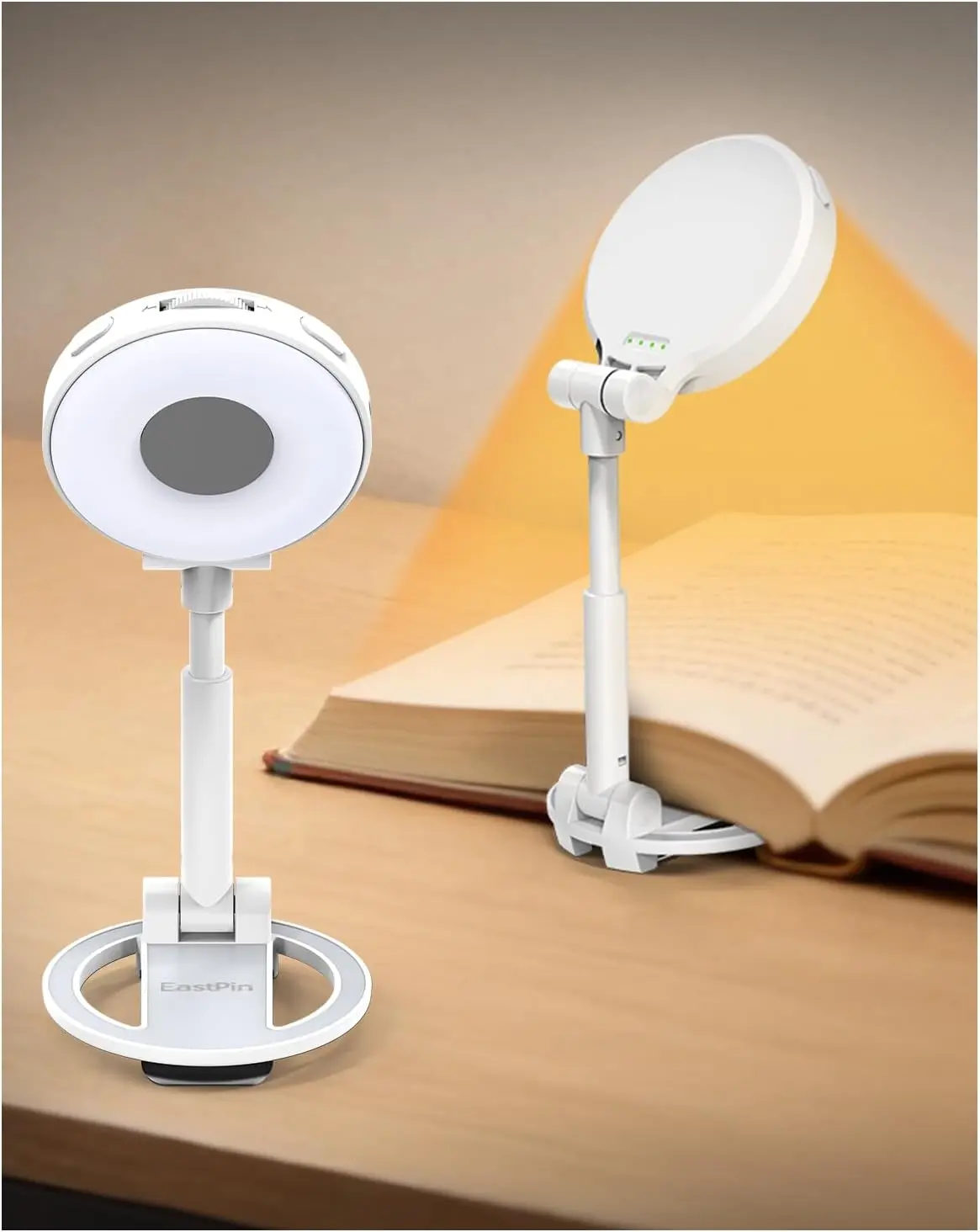 18 LED Rechargeable Clip-on Book Light with Stepless Dimming, Eye Care, 3 Colors, Timer, Portable for Reading, Travel, Crafting