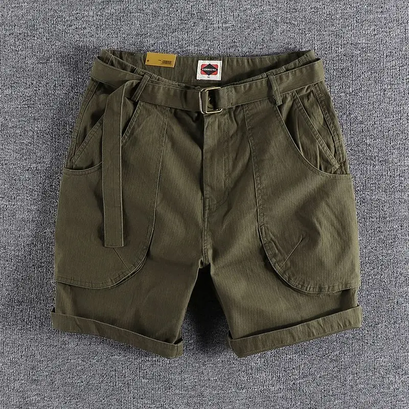 Short Pants for Men Cotton with Pockets Baggy Retro Mens Cargo Shorts Designer Clothes Popular Distressed Elegant Y2k Summer