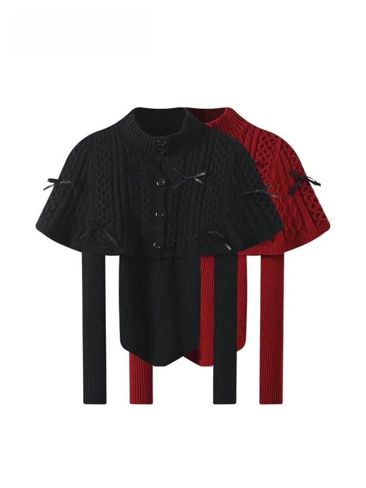 

Корейский вязаный свитер больших размеров Long Sve f с высоким воротником, женский осенне-зимний новый дизайн, иллюзорный свитер из двух предметов