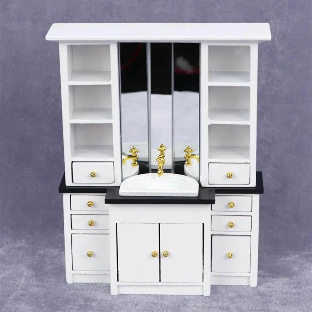 Miniature Cupboard Wash Basin Furniture 1/12 Dollhouse Decor