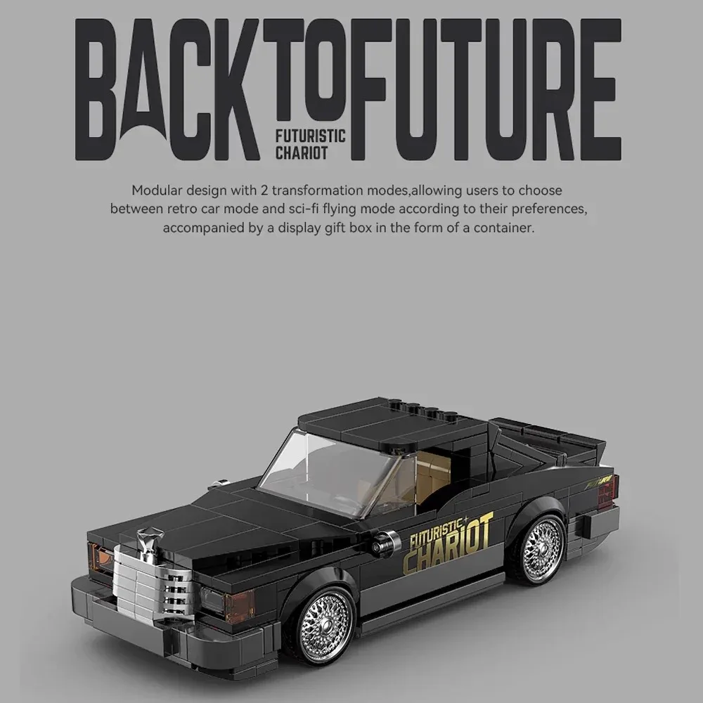 

450PCS Back To Future Retro Vehicle Building Blocks Assembly Bricks Sports Car Speed Racer Display Box Garage Toy Boy Adult Gift