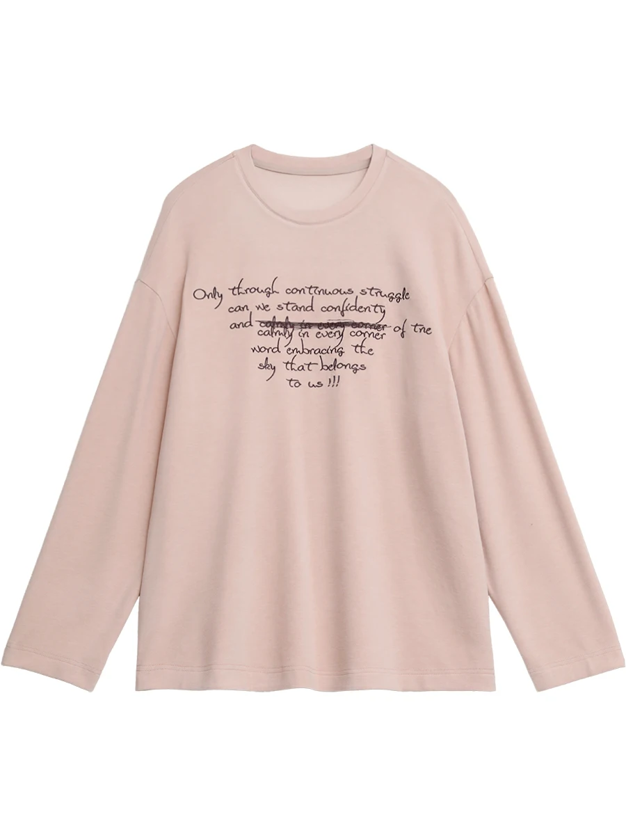 シックヴェン新作 レディース 長袖Tシャツ ゆったり カジュアル ラウンドネック 文字刺繍入り 女性用トップス インナー 秋冬 2025