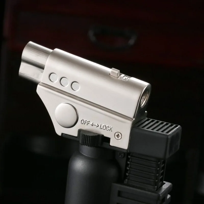 

Honest Double Fire Switch Lighter with Safe Lock Welding Torch Spray Gun for Outdoor Barbecue Kitchen BBQ Tool Cigar Lighting