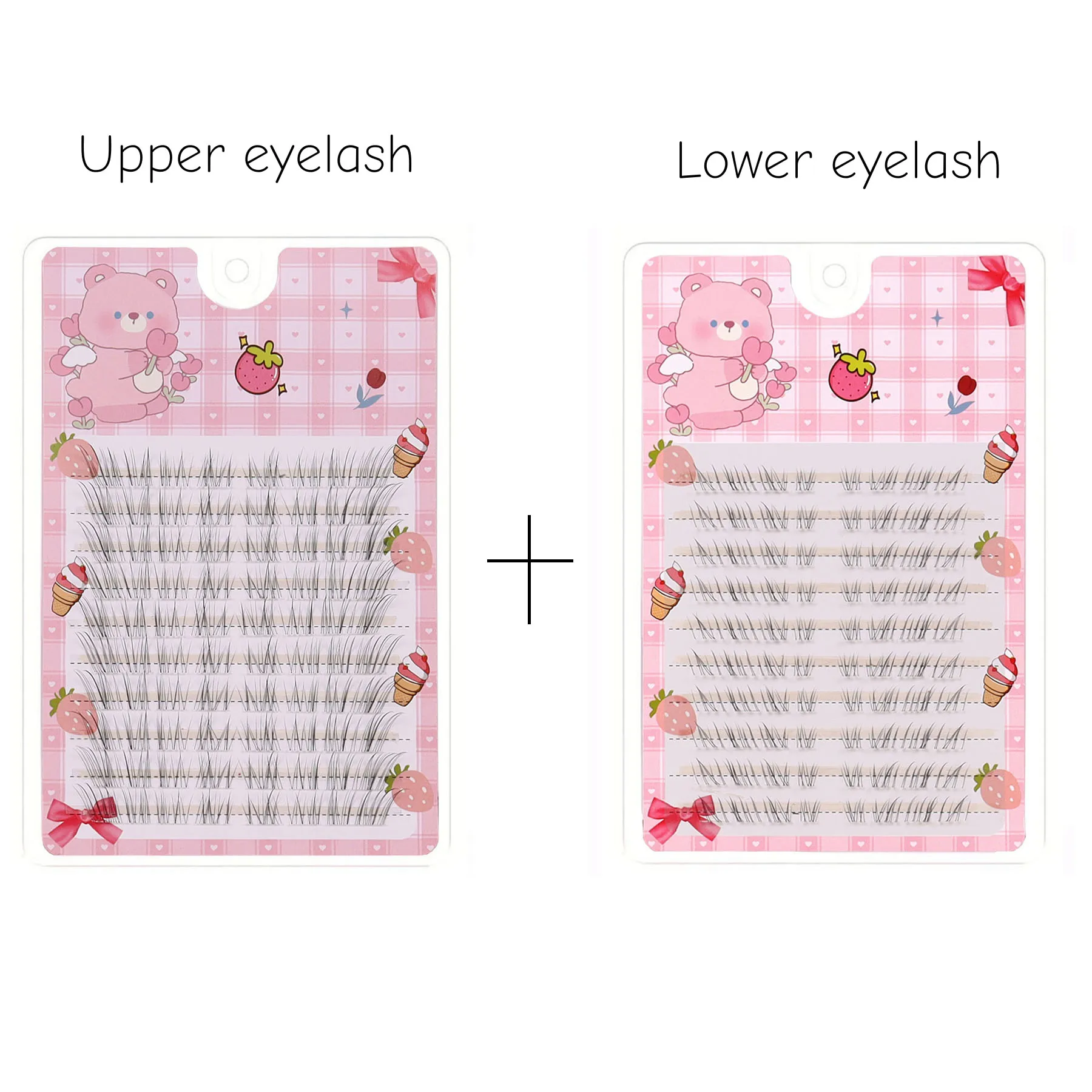 2 Boxes of Supernatural DIY Upper and Lower Eyelash Kits with Transparent Stems, Korean Style, C-Shaped Curls, 6-9mm Length