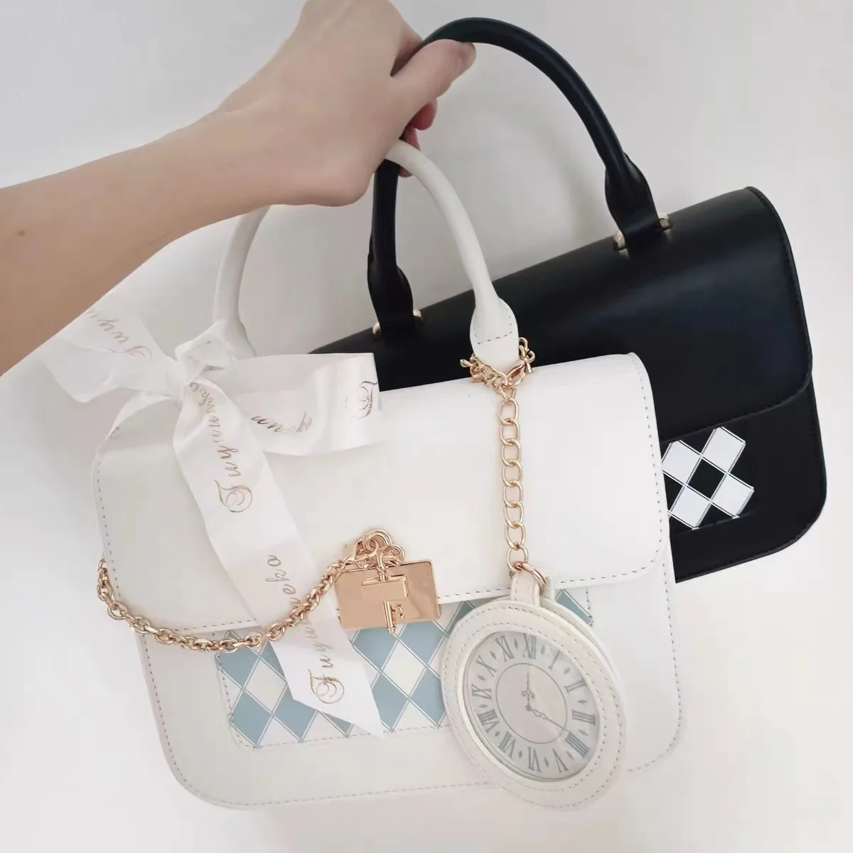 JIAERDI Harajuku Jk Messenger Bag Women 2023 New Sweet Rhombic Pattern Casual Hand Bag Ladies Vintage Fairy Core Crossbody Bag