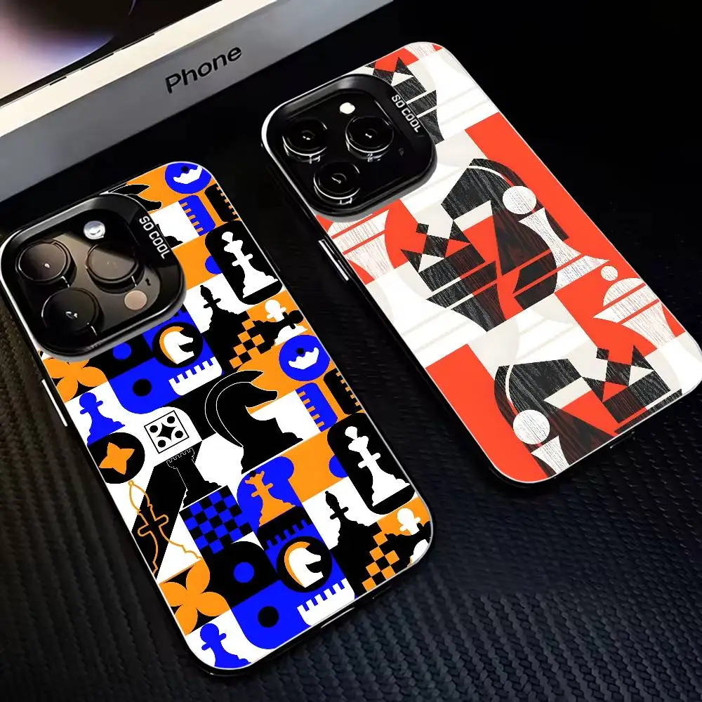 

Chess Stylish retro pattern design Phone Case For iPhone17,16,15,14,13,12,11 Plus,Pro Max Black Matte Shockproof Cover