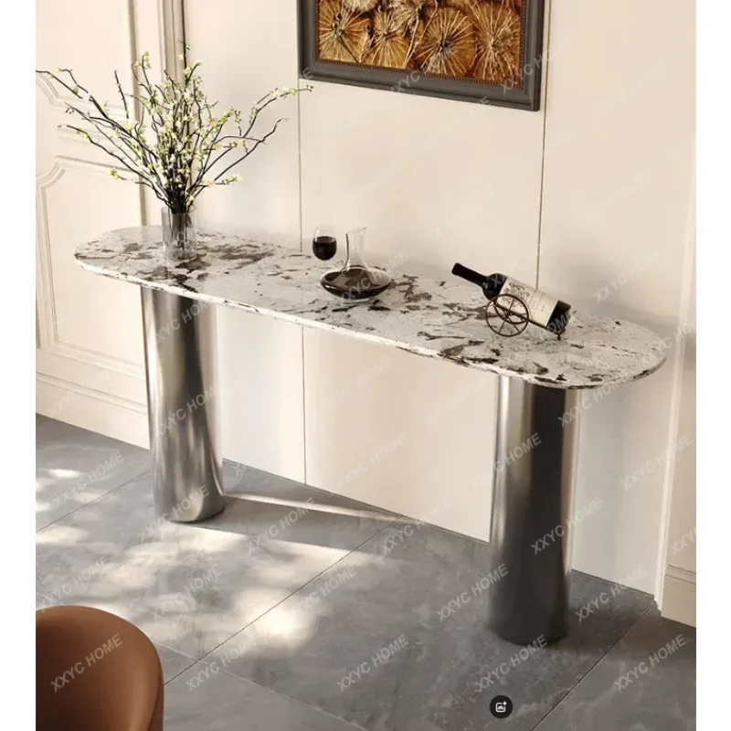 XX Luxury Natural Stone Console Table For Villa Living Room,  Marble Bar Table Sofa Side Entryway Table