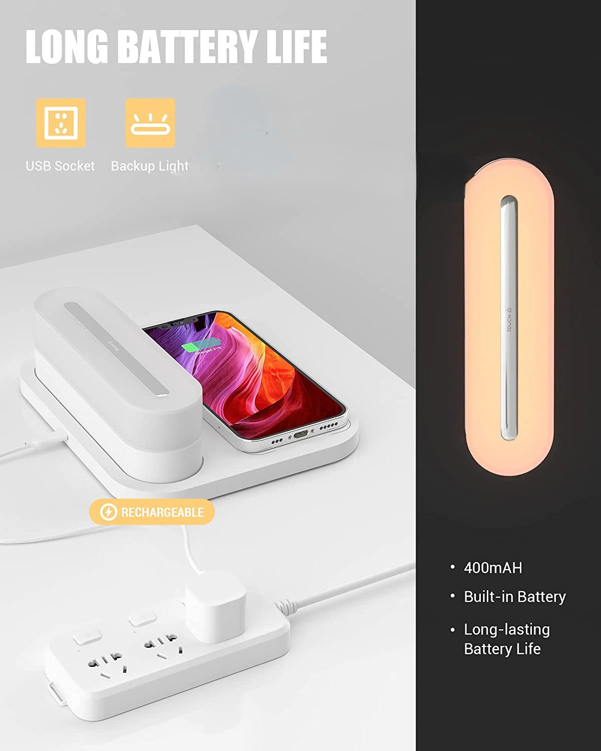 15W Fast Wireless Charging Light 3 Color Modes Touch Control LED Night Light Multifunctional Table Lamp Magnetic Suction