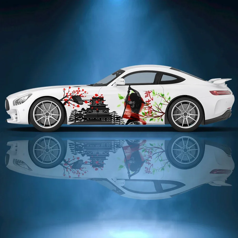 

samurai ink painting Car side sticker vinyl paper racing accessories wrap design uniform vector abstract printed car decal