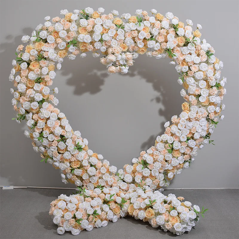 

Champagne Rose heart-shaped arch wedding decoration flowers row proposal engagement ceremony heart-shaped flowers