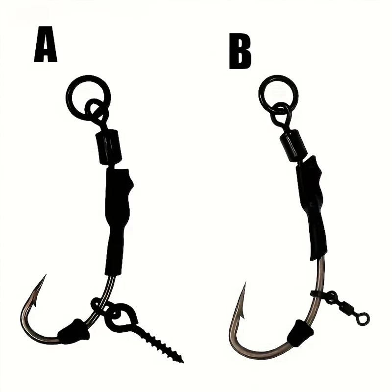 4/8 Stück Neu Designt 2 #   4 #   6 #   8 #   Karpfenrig und Karpfenhaken zum sofortigen Anbinden: Roni Rig Haken-Ruten-Angelschnur-Set für Karpfenangeln