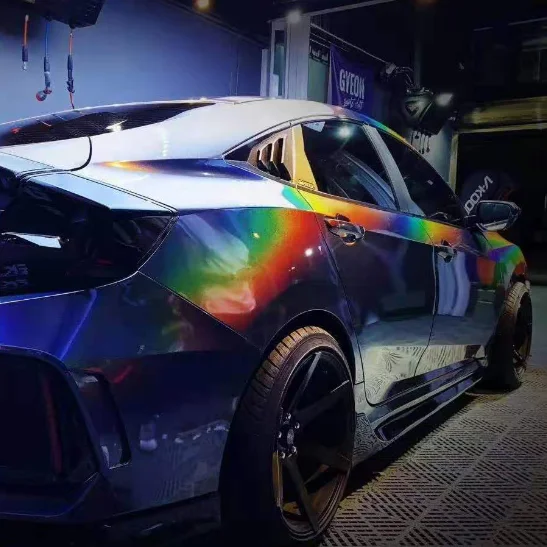 JUARATECH Camaleão PET Brilho Metálico 3D Esplêndido Envoltório de Vinil para Carro Cinza