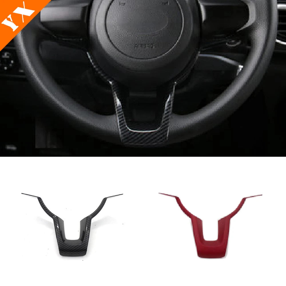 Carbon Matte Red Trim Car Steering Wheel Switch Decorative Frame Cover For Kia Pegas 2021 2022 Sticker Garnish Accessories
